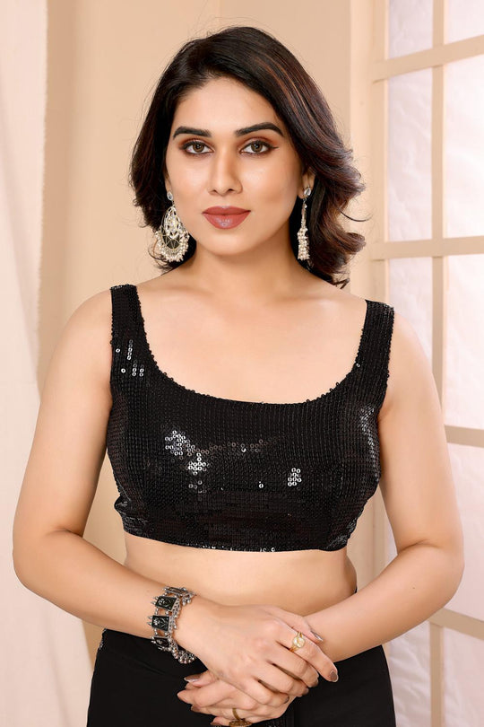 Noelle Black Sequin Georgette Ready to Wear Party Wear Saree