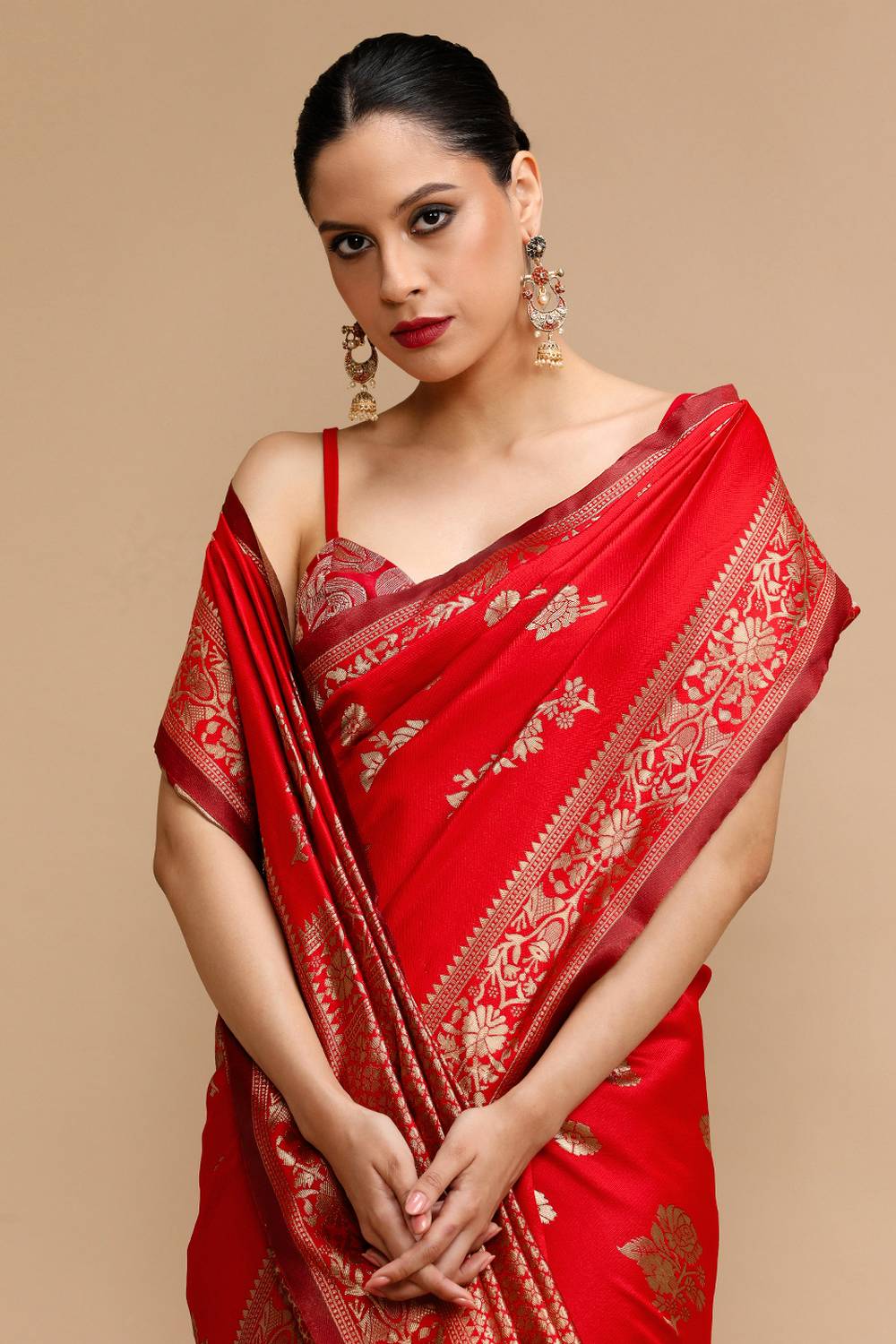 Zarina Red Silk Saree Ready to Wear One Minute Saree