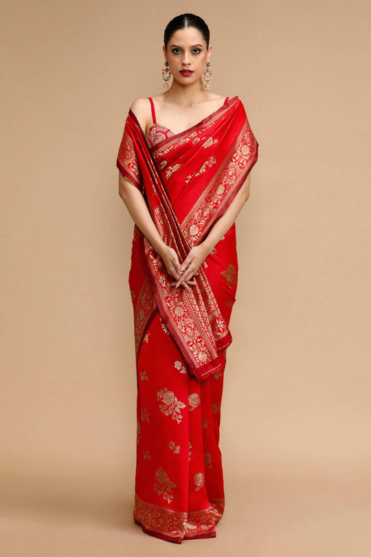 Zarina Red Silk Saree Ready to Wear One Minute Saree