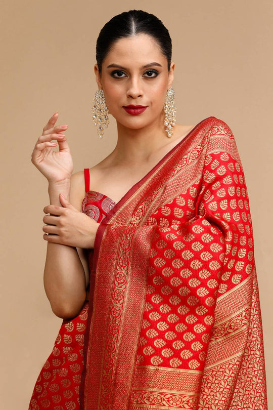 Narges Red Woven Silk Saree Ready to Wear One Minute Saree