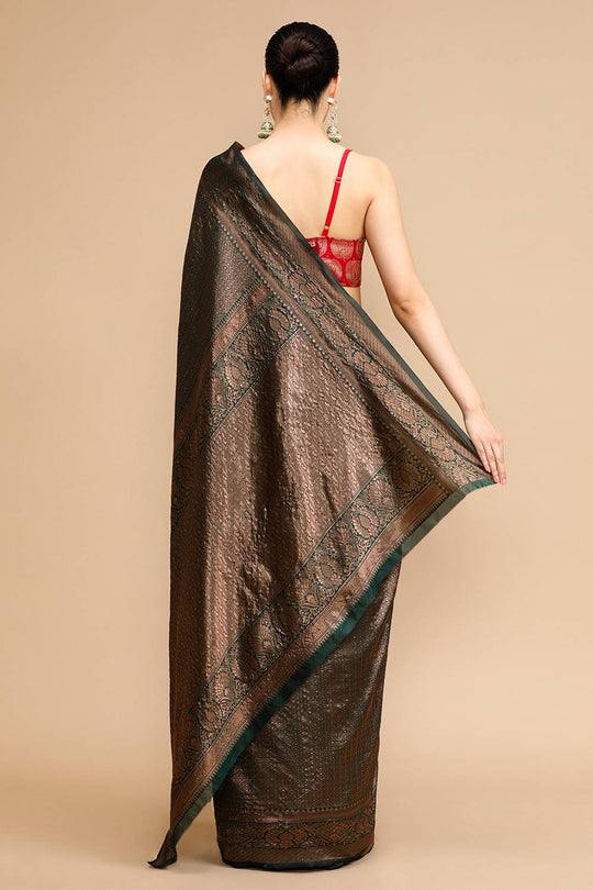 Ariene Black Copper Silk Saree with Woven Design Ready to Wear One Minute Saree