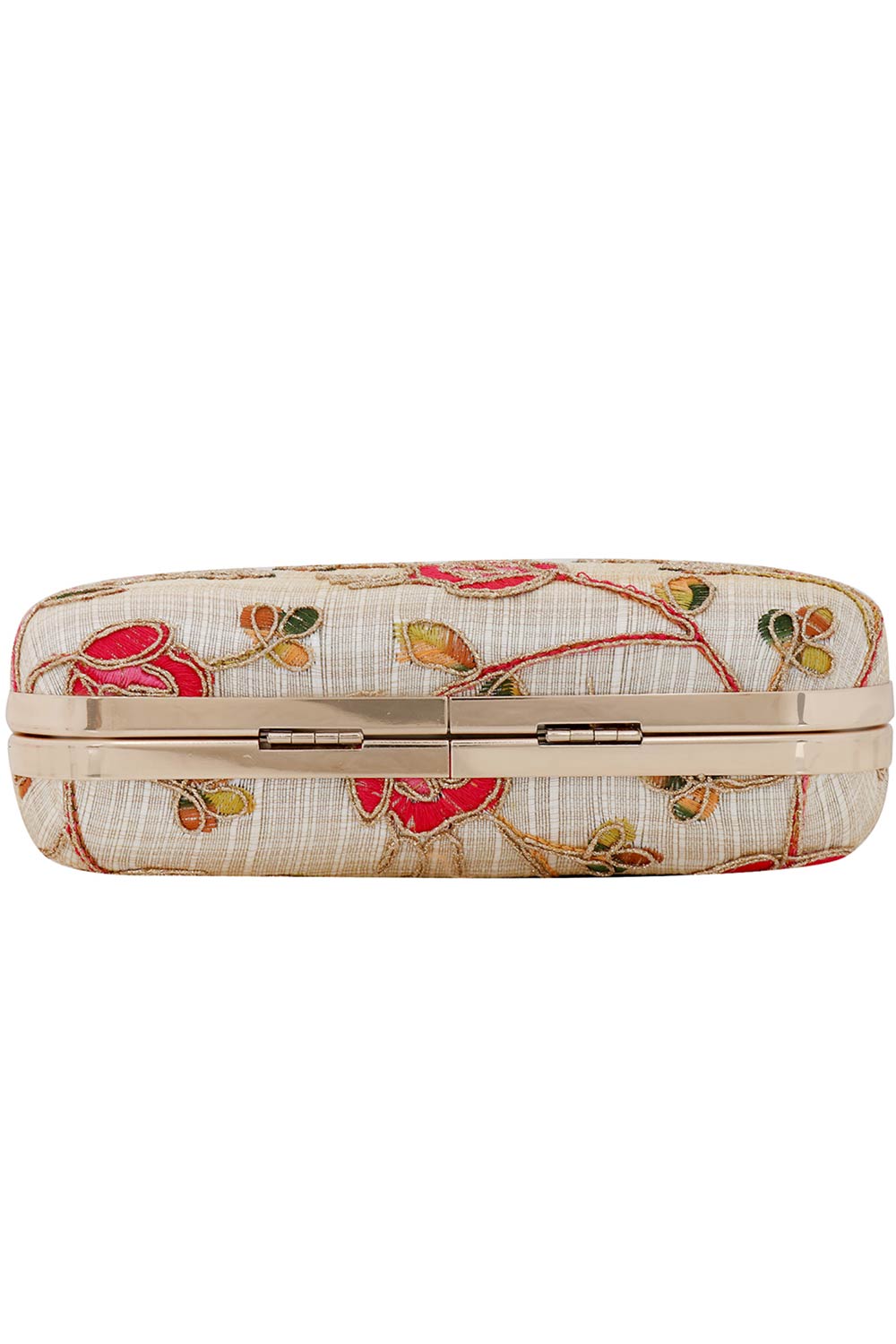 Designer White & Coral Floral Evening Clutch