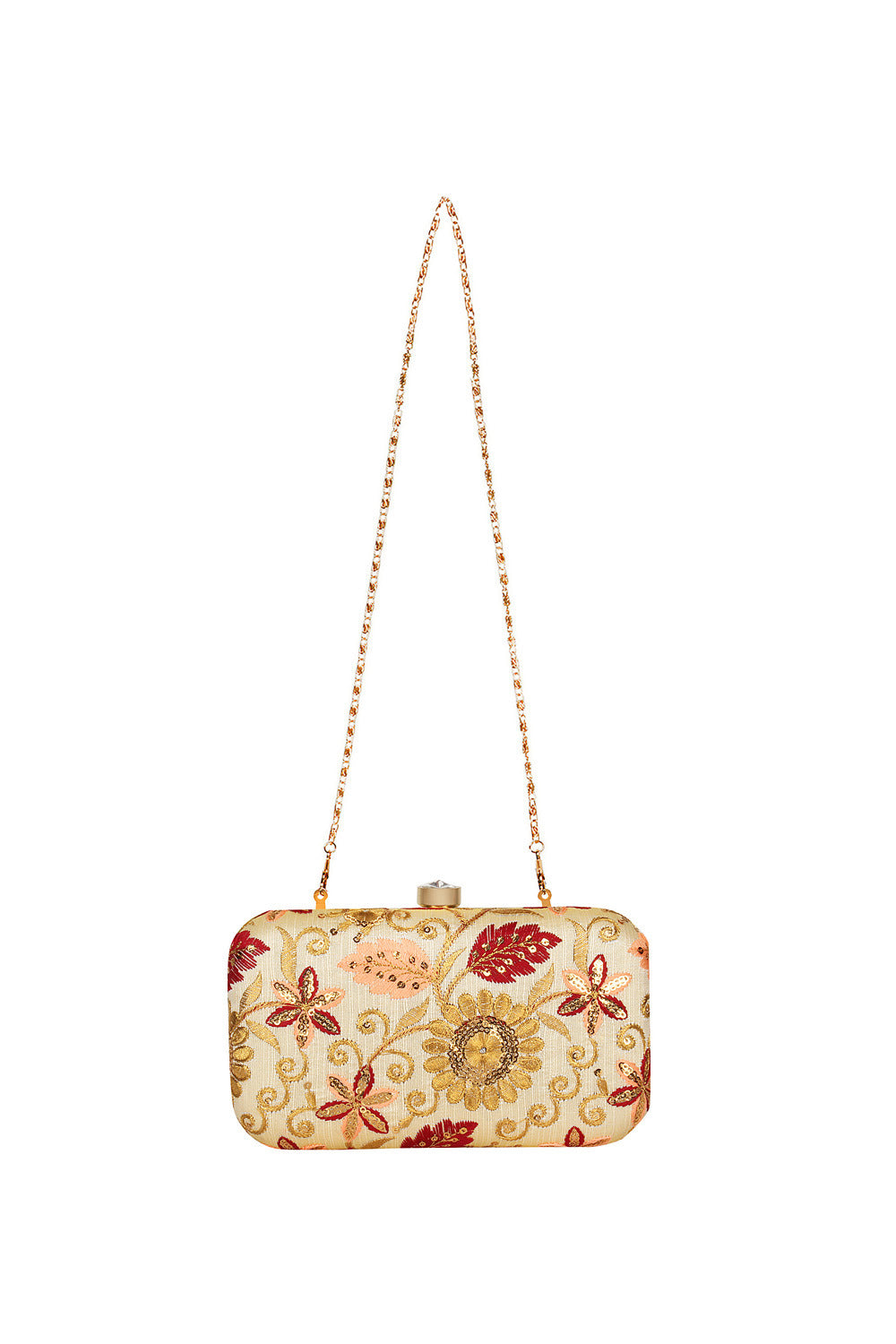 Designer Embroidered Clutch in Gold and Maroon