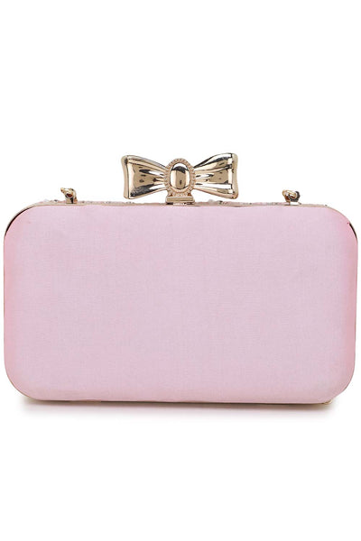 Designer Baby Pink & White Bead & Diamond Clutch