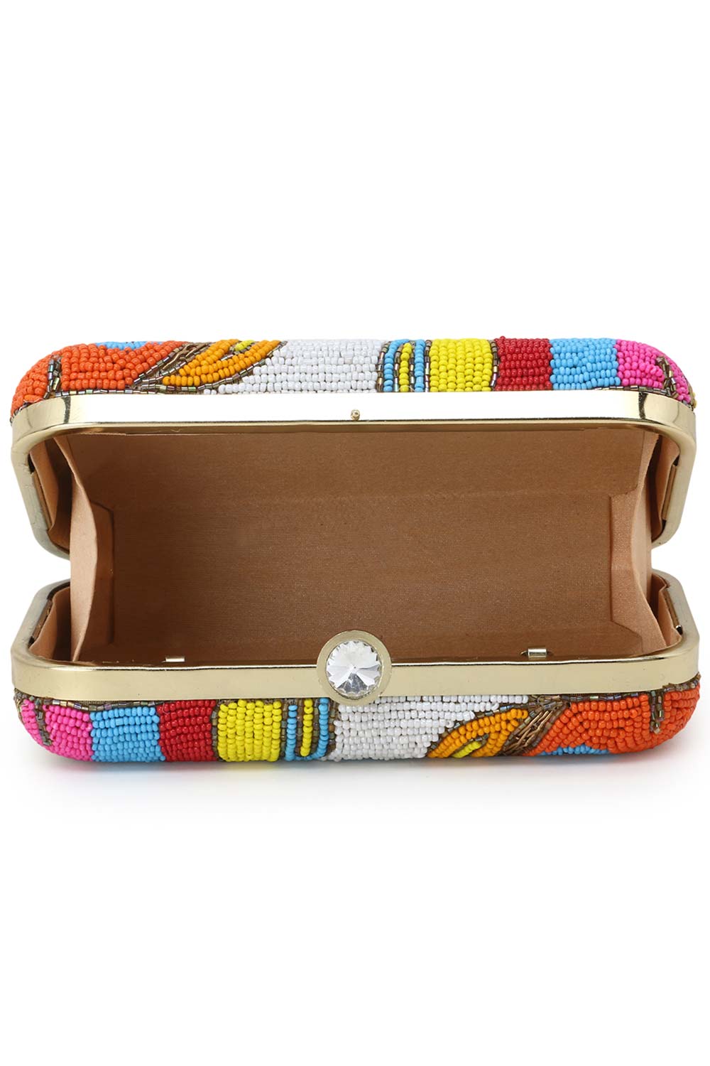 Designer Abstract Beaded Multi-color Clutch