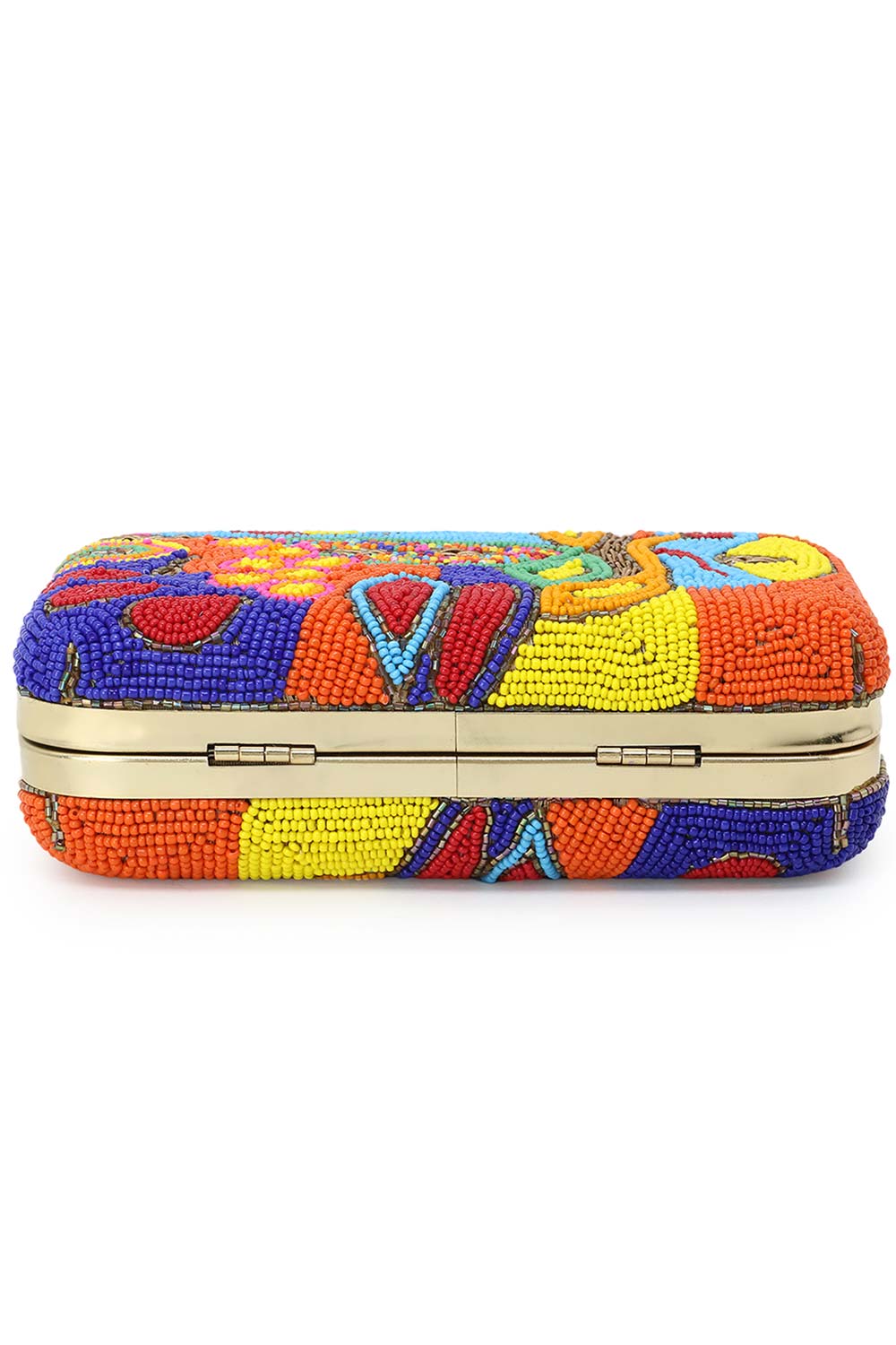 Designer Abstract Beaded Multi-color Clutch