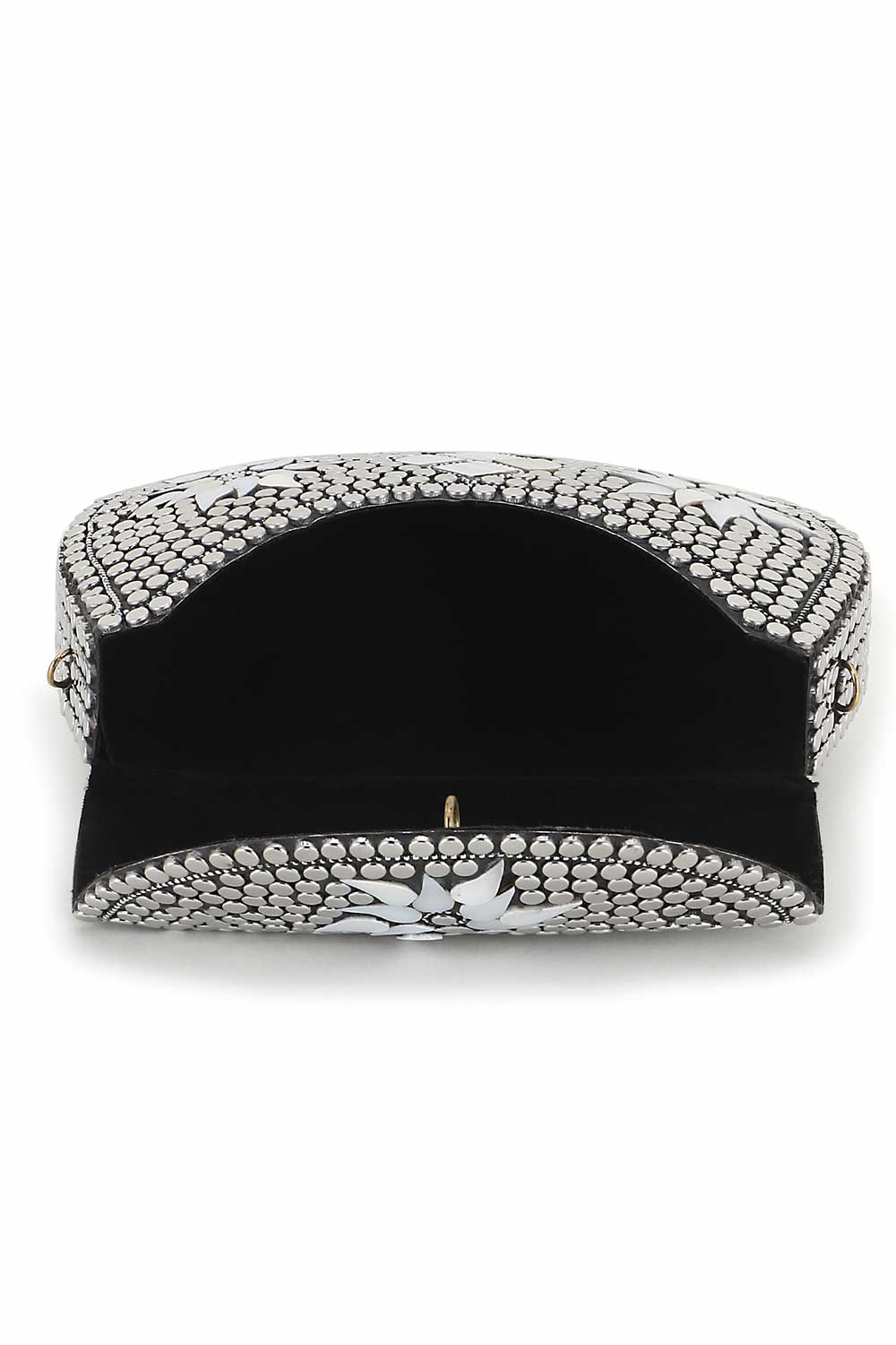 Designer Silver & White Metal Mosaic Embellished Clutch