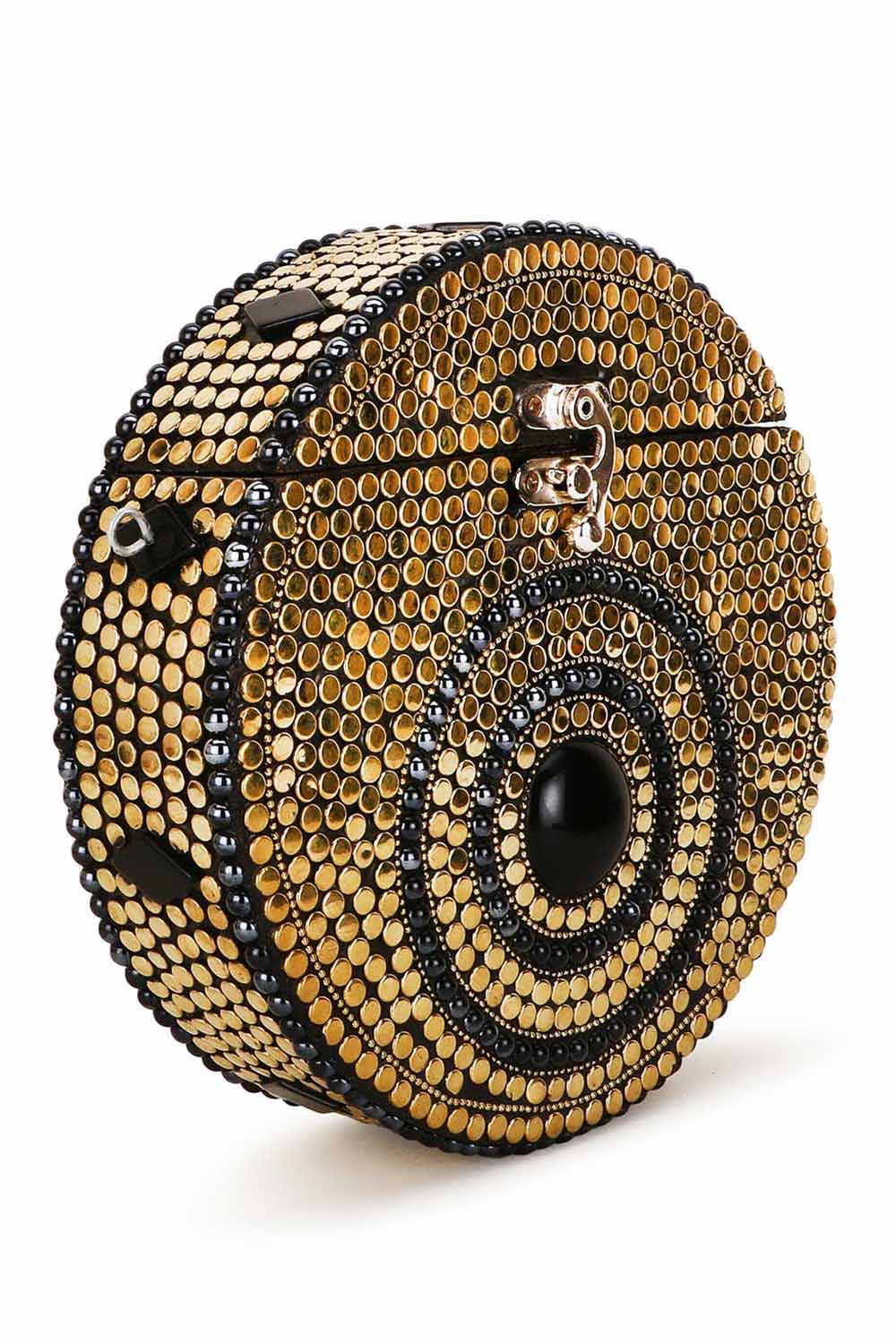 Designer Rockstar Gold & Black Metal Mosaic Evening Bag