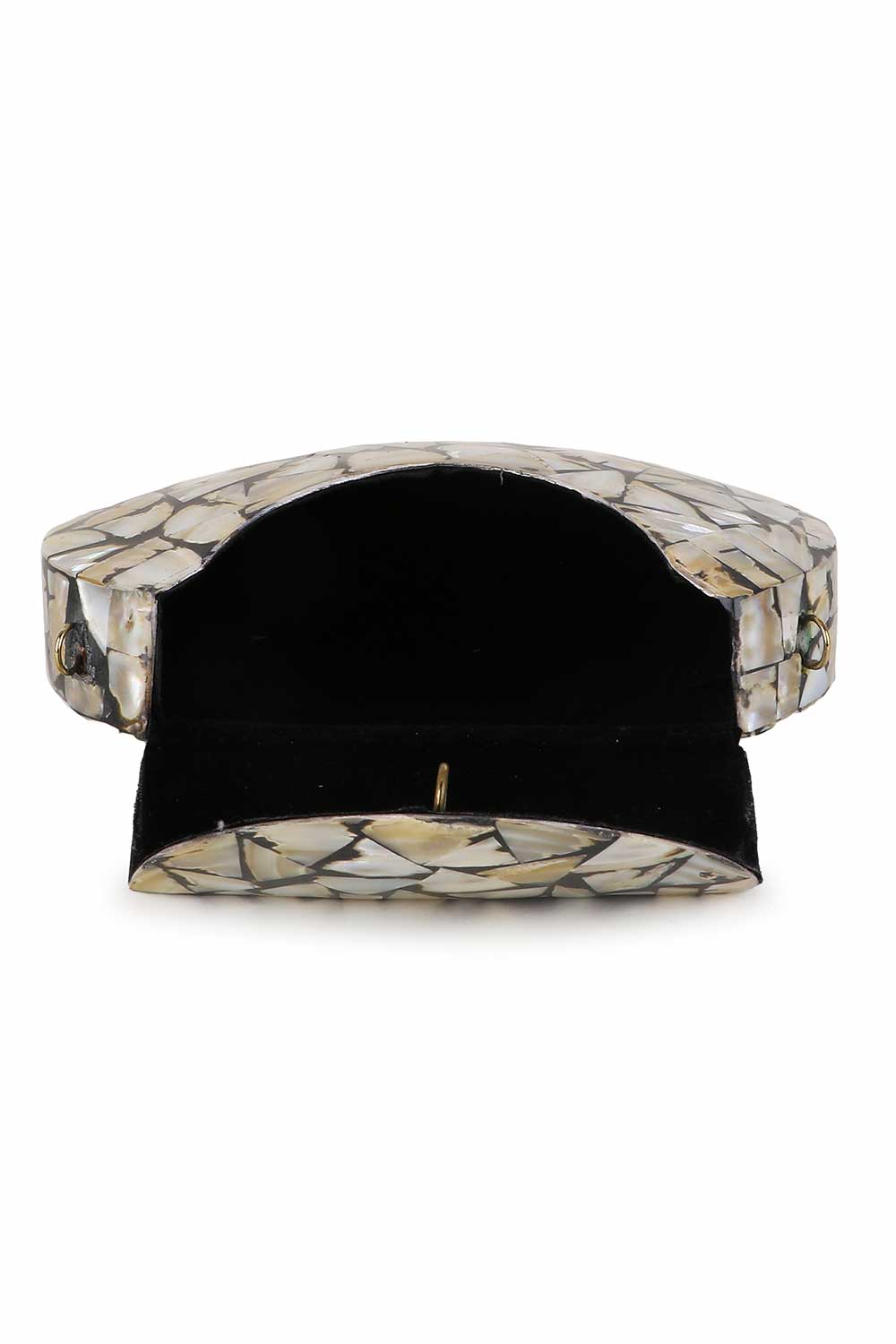 Designer White Pearl & Black Metal Marble Finish Clutch