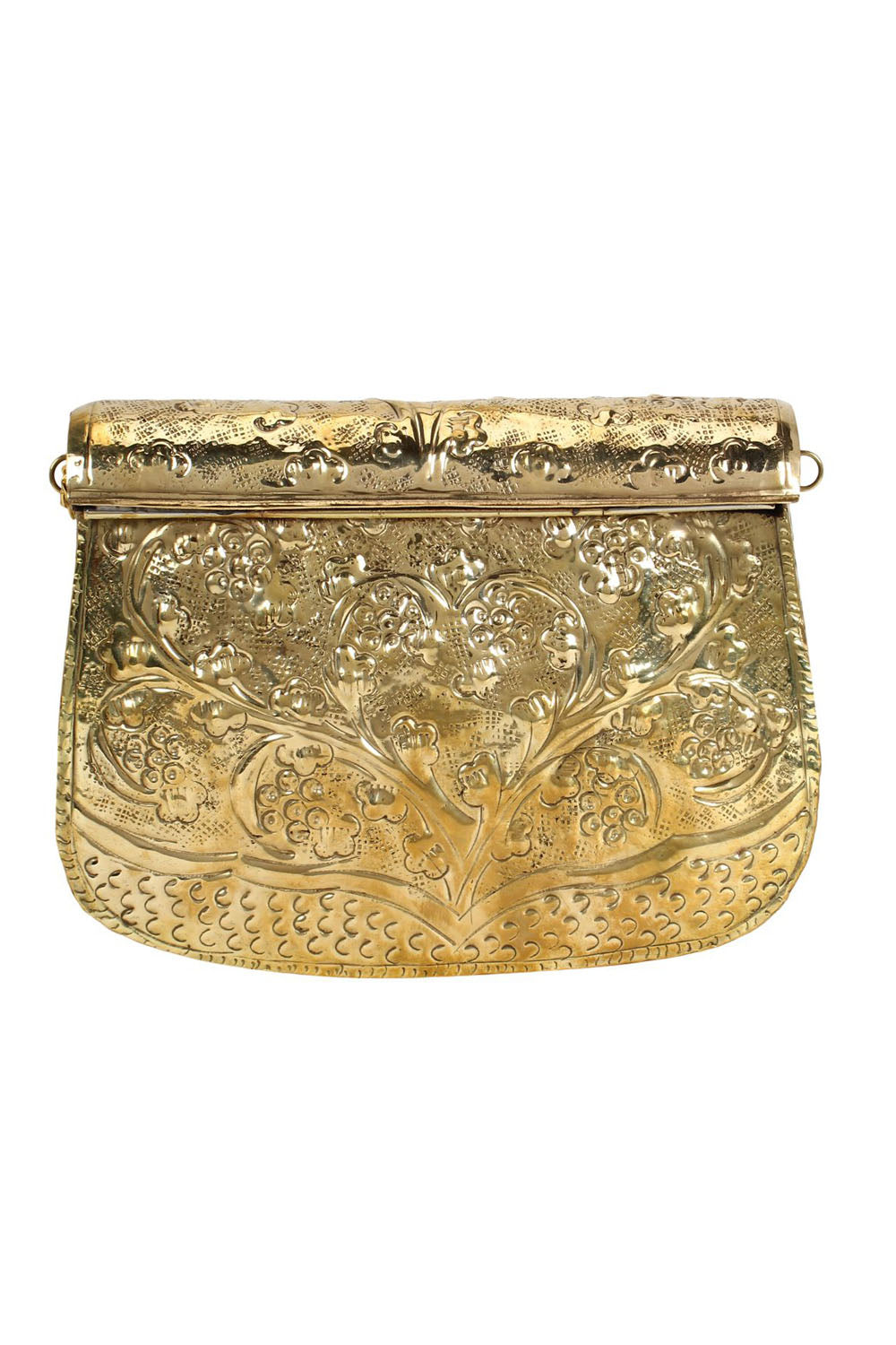 Designer Antique Metal Clutch in Gold