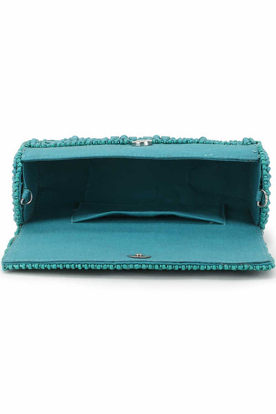 Designer Turquoise & Silver Beadwork Purse