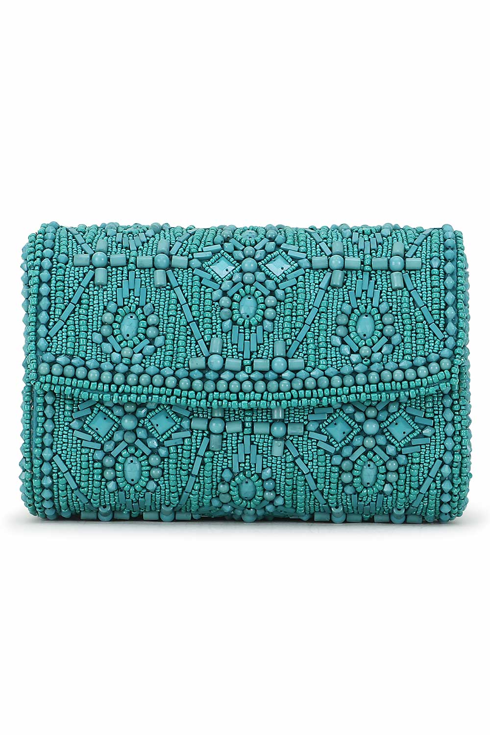 Designer Turquoise & Silver Beadwork Purse