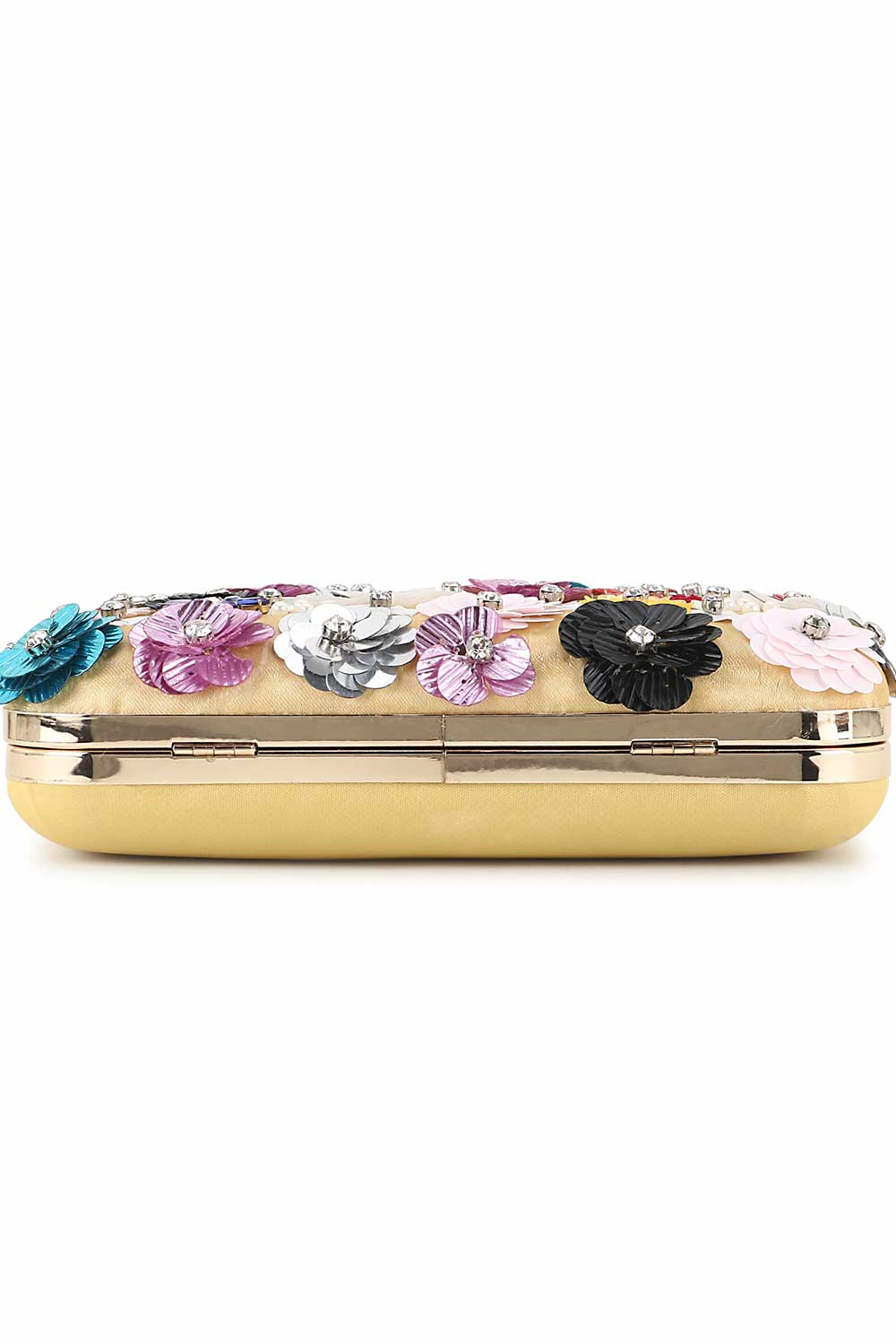 Designer Yellow Pop-out Beadwork Floral Clutch