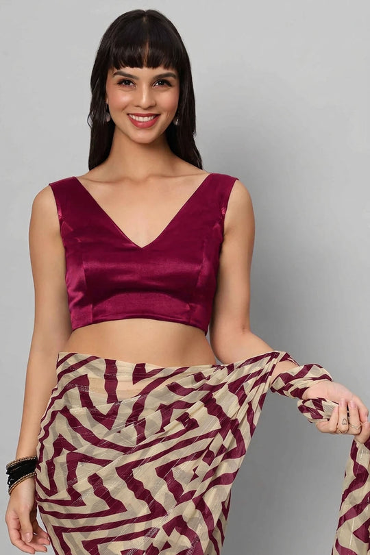 Ana Magenta Satin Comfort Stretch™  Deep V Sleeveless Blouse with Bow