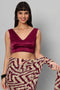 Ana Magenta Satin Comfort Stretch™  Deep V Sleeveless Blouse with Bow