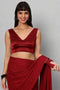 Ana Red Satin Comfort Stretch™  Deep V Sleeveless Blouse with Bow
