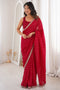 Ella Red Silk Foil Work Ready to Wear One Minute Saree