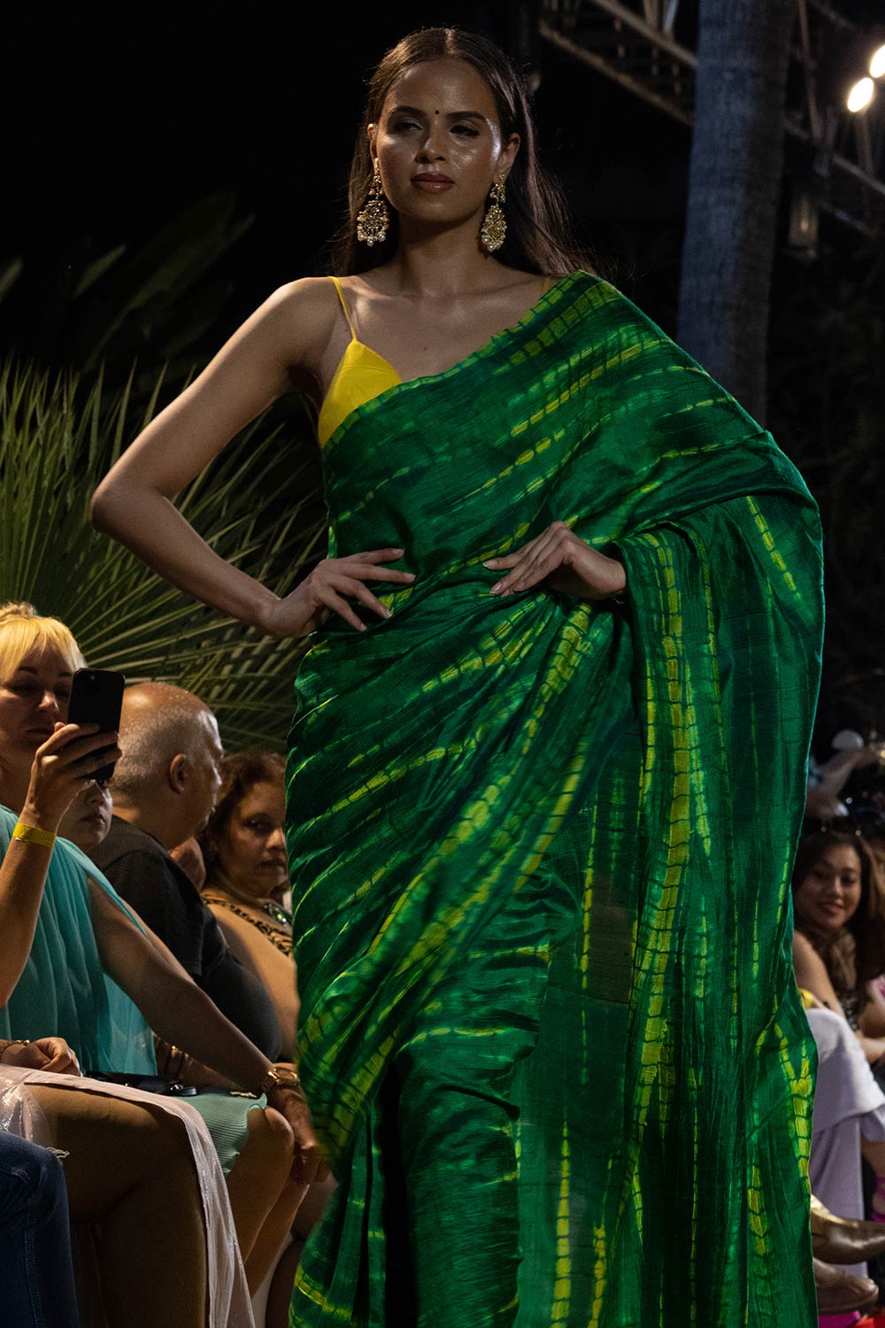 Gia Green Georgette Silk Tie & Dye Ready to Wear One Minute Saree