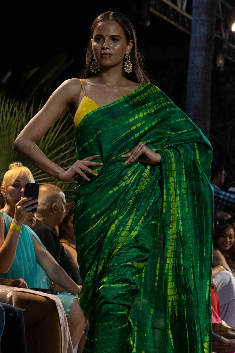 Gia Green Georgette Silk Tie & Dye Ready to Wear One Minute Saree