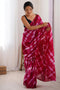 Astrid Hot Pink Georgette Tie and Dye Ready to Wear Saree