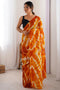 Astrid Orange Georgette Tie and Dye Ready to Wear Saree