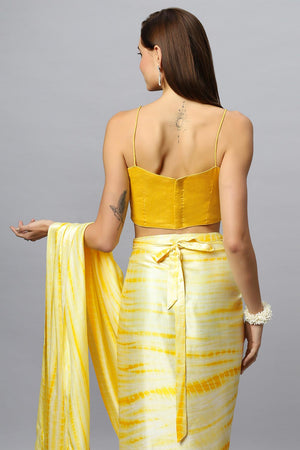 Avril Dark Yellow Satin Silk Spaghetti Strap Blouse