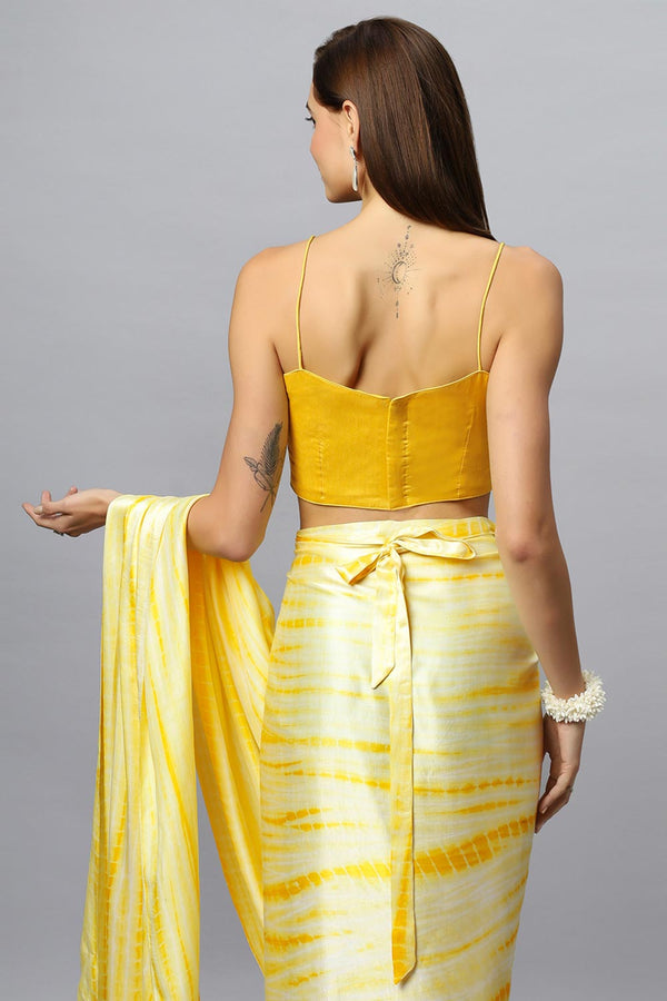 Avril Dark Yellow Satin Silk Spaghetti Strap Blouse
