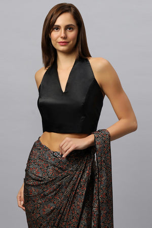 Amara Halter V-Neck Tie back Satin Silk Blouse