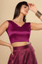 Amiya Magenta Satin Comfort Stretch™  V Neck Sleeveless Blouse