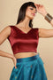 Amiya Red Satin Comfort Stretch™  V Neck Sleeveless Blouse