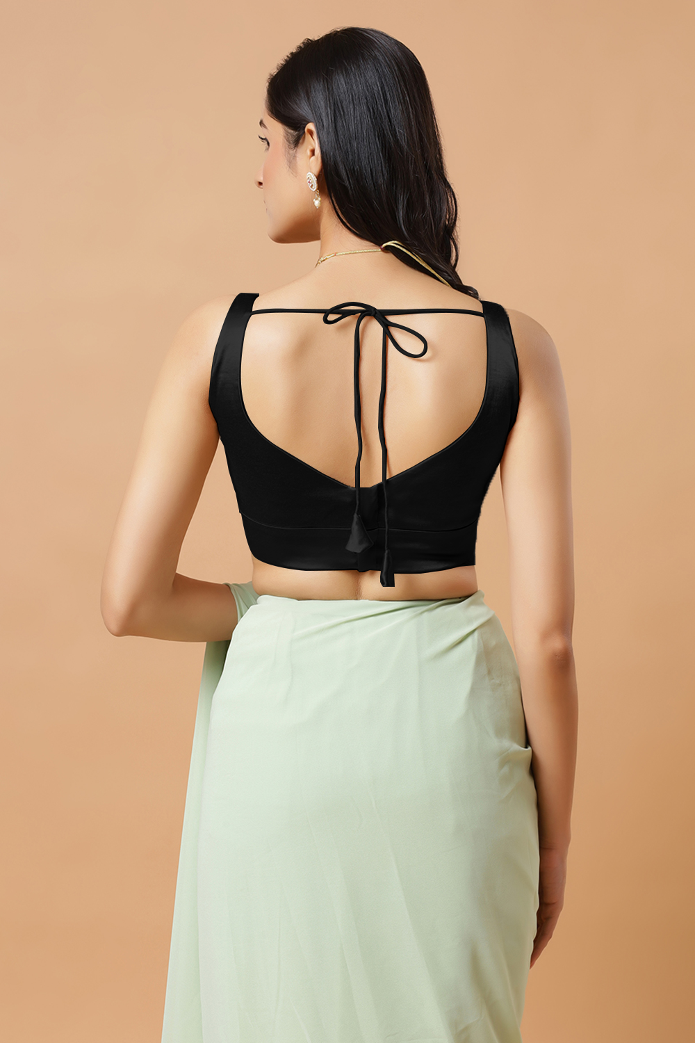 Aria Black Thin Strap Sleeveless Satin Comfort Stretch™ Blouse