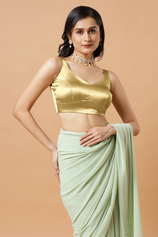 Aria Gold Thin Strap Sleeveless Satin Comfort Stretch™ Blouse