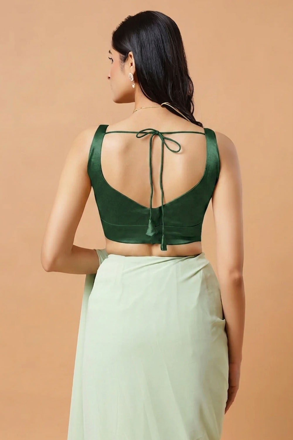 Aria Bottle Green Thin Strap Sleeveless Satin Comfort Stretch™ Blouse