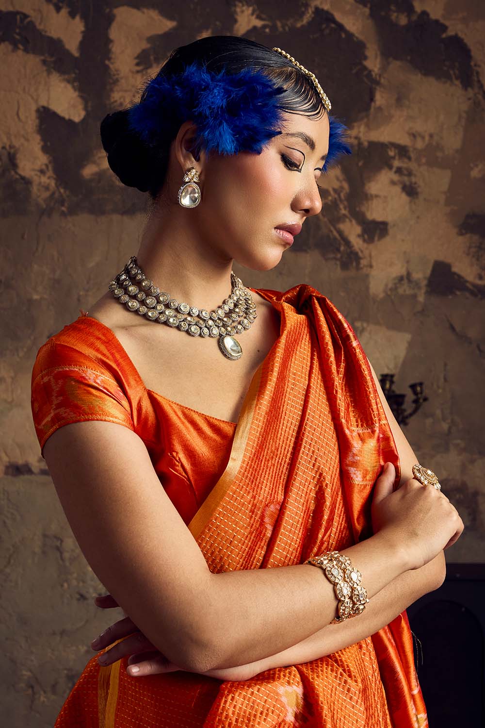 Dosia Burnt Orange Handloom Weaving Silk Saree with Zari Border Ready to Wear Saree