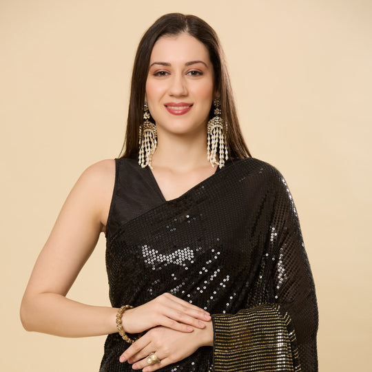 Bianca Black Sequins Designer Georgette Ready to Wear Saree