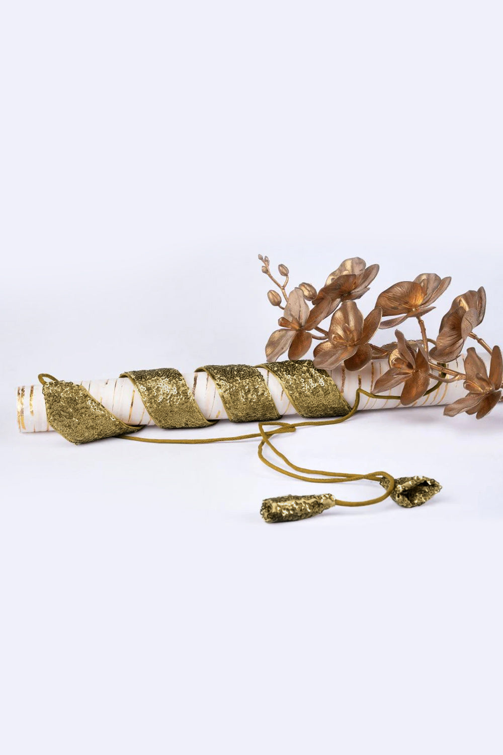 Taara Antique Gold Sequins Tie Belt for Saree & Dresses