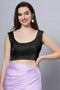 Nora Black Satin Comfort Stretch™ Deep U Sleeveless Blouse