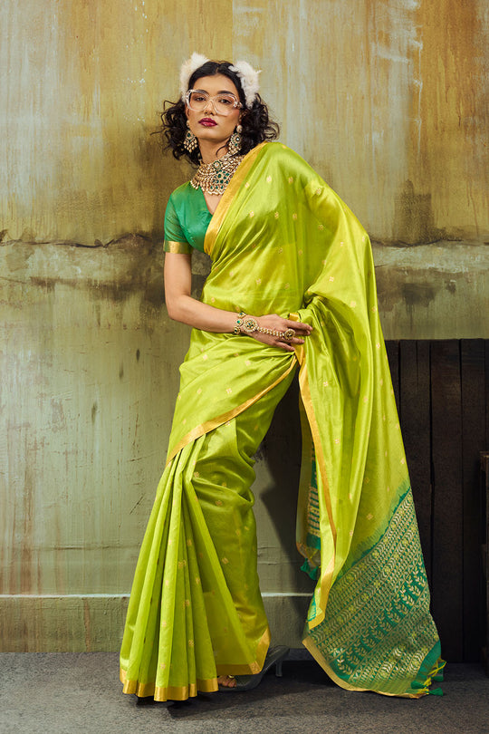 Sapna Green Handloom Weaving Silk Ready to Wear Saree