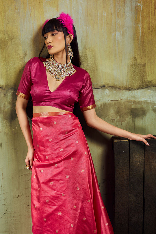 Sapna Pink Handloom Weaving Silk Ready to Wear Saree