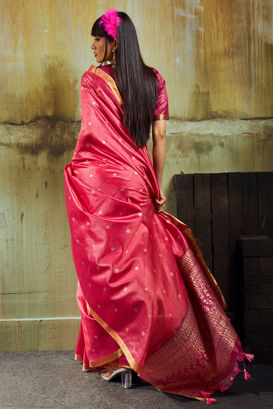 Sapna Pink Handloom Weaving Silk Ready to Wear Saree