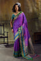 Amritsar Royal Purple Pure Silk Pochampally Handloom Weaving Ready to Wear Saree