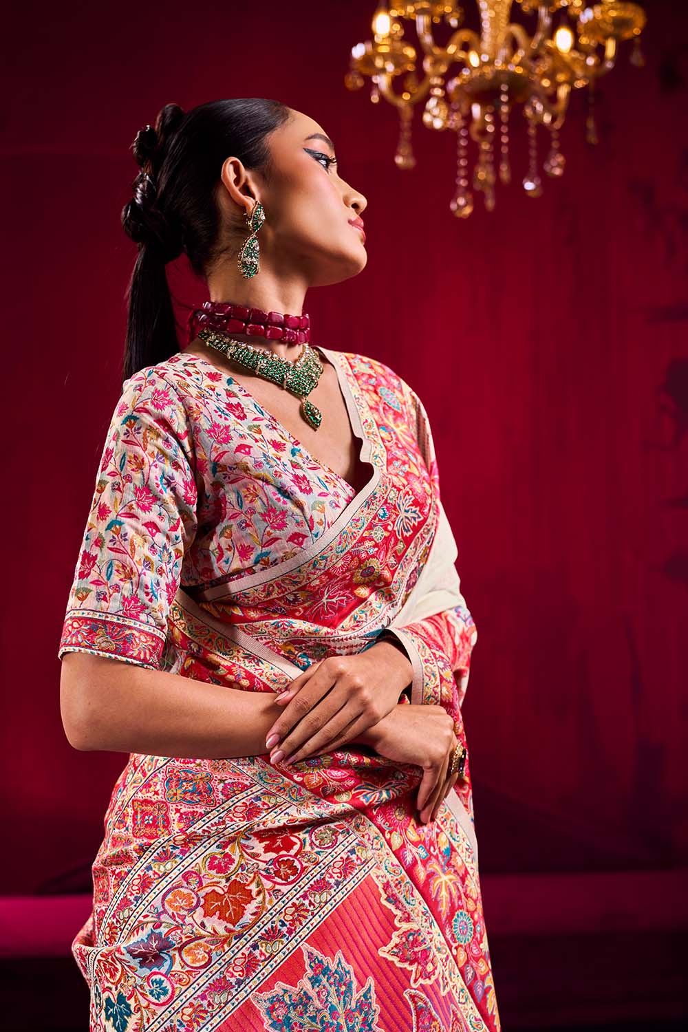 Nadine White Modal Cotton Pashmina Weaving Ready to Wear Saree