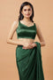 Carly Bottle Green Pentagon Neck Sleeveless Satin Comfort Stretch™ Blouse