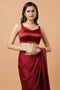 Carly Red Pentagon Neck Sleeveless Satin Comfort Stretch™ Blouse
