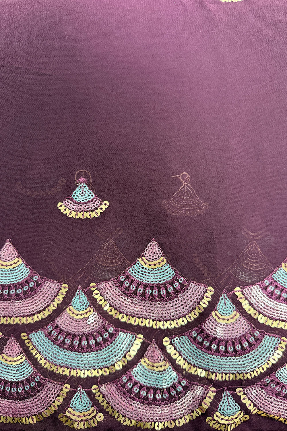 Shayla Violet Georgette Sequins One Minute Saree