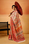 Sienna Cream Cotton Silk Floral Ready To Wear One Minute Saree