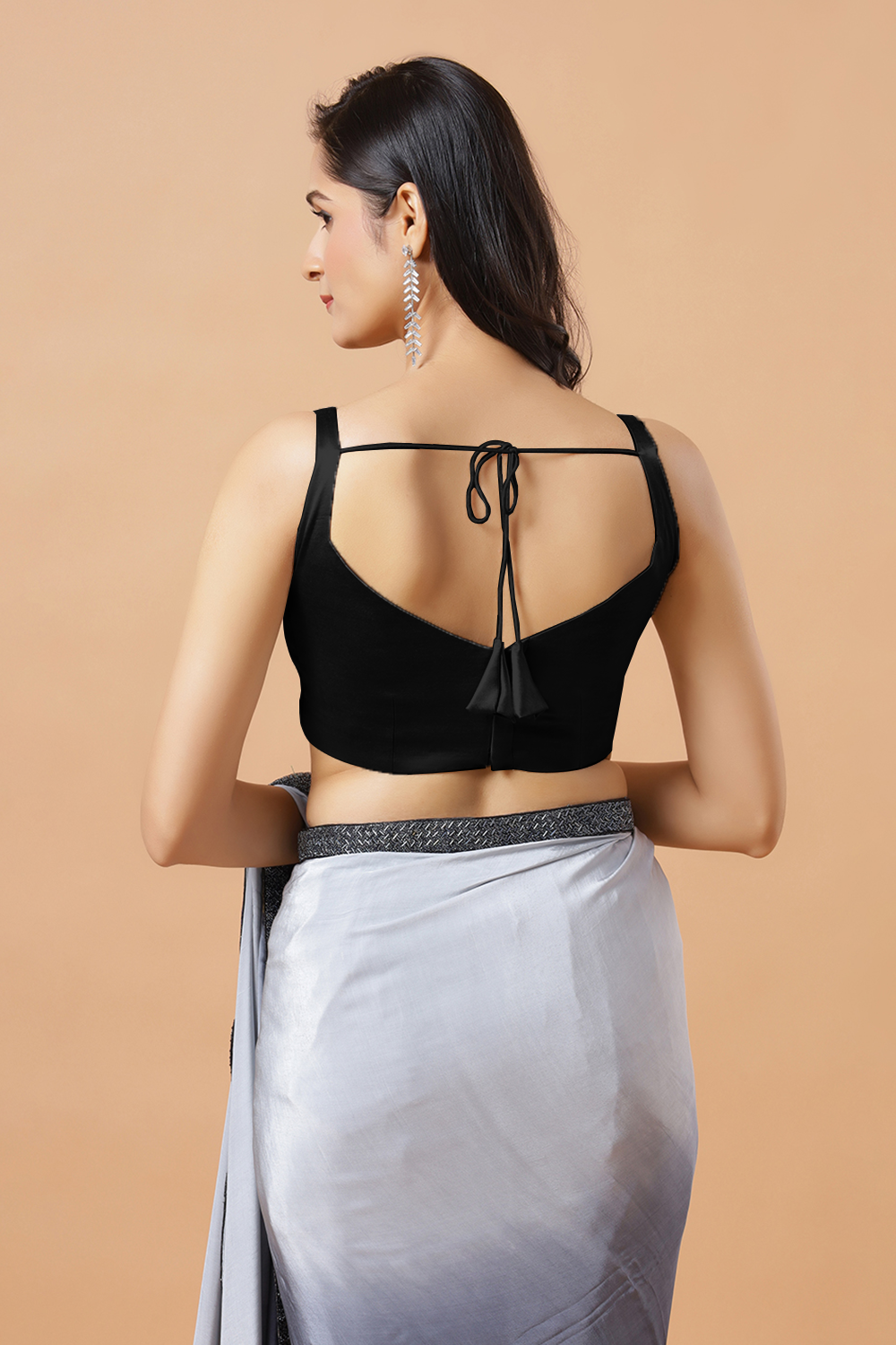 Carly Black Pentagon Neck Sleeveless Satin Comfort Stretch™ Blouse