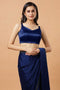 Carly Dark Blue Pentagon Neck Sleeveless Satin Comfort Stretch™ Blouse