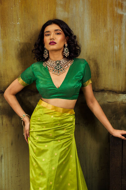 Sapna Green Handloom Weaving Silk Ready to Wear Saree