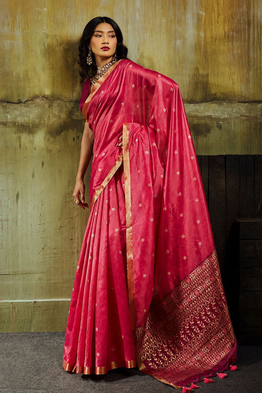 Sapna Pink Handloom Weaving Silk Ready to Wear Saree